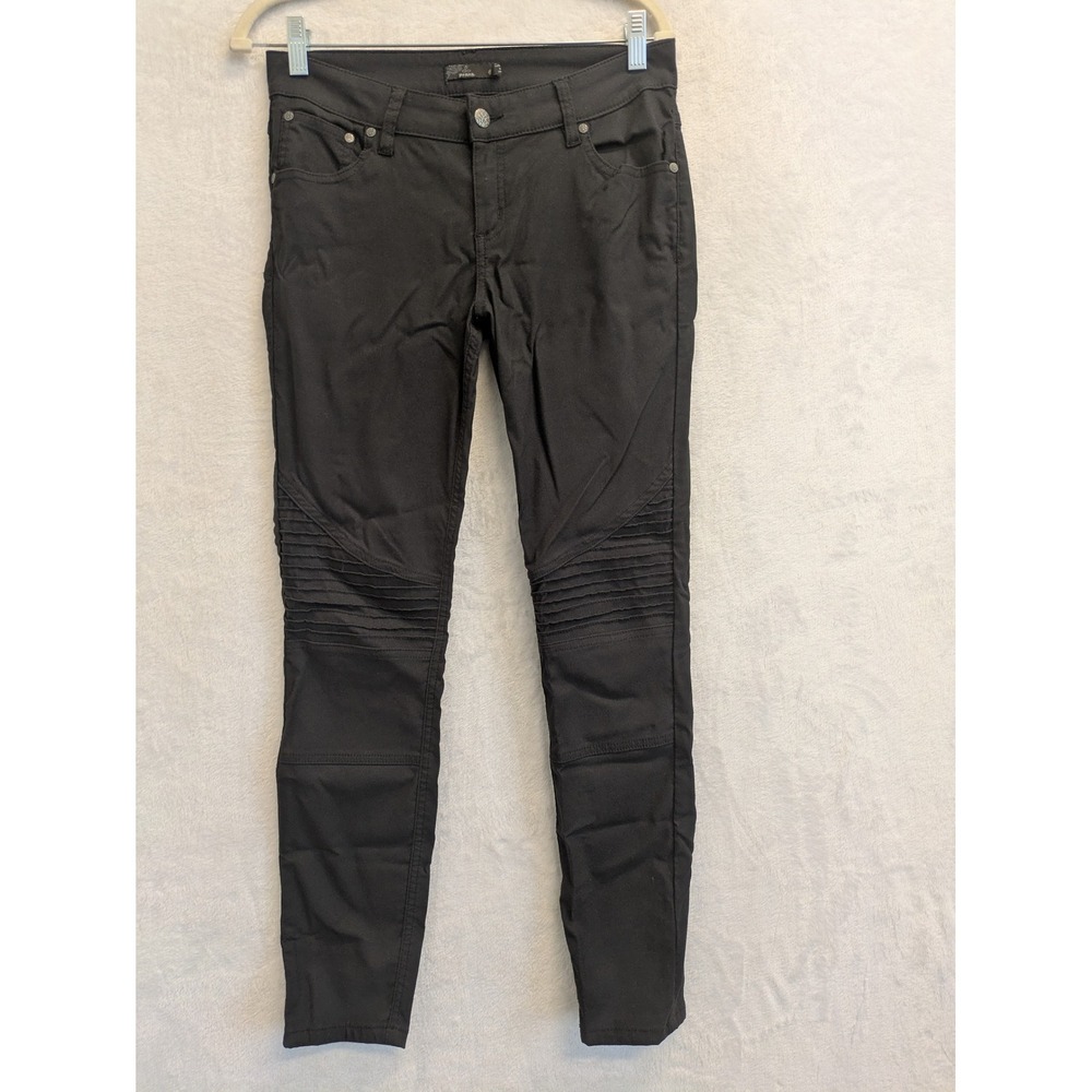 Prana Women's Black Moto Style Pants‎ Size 6 Ribbed Knee Detail